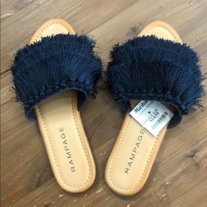 Rampage navy fringe slide BRAND NEW size 9 1/2